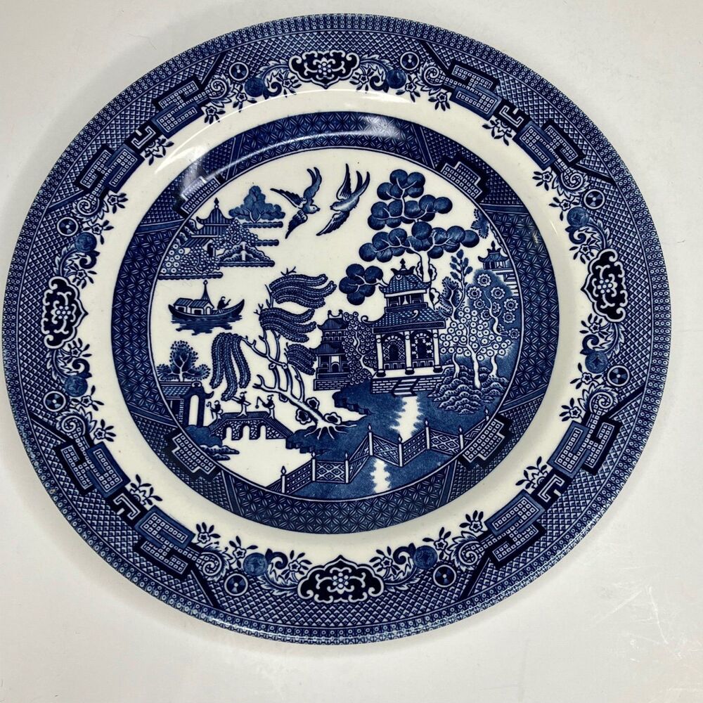 Churchill Blue Willow Dinner Plate 10 1/4” Staffordshire,  England